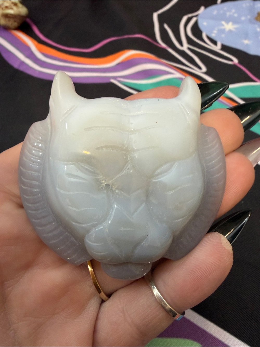 Gray Stone Tiger Head Figurine Decorative Accent